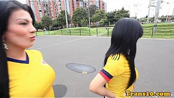 Columbian shemales threeway fuck with male